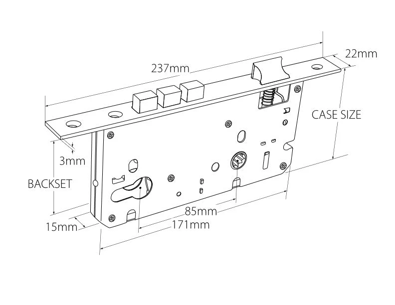 Locking Solutions ZANDA EURO MORTICE LOCK - 85MM PITCH 6 Locking Solutions ZANDA EURO MORTICE LOCK - 85MM PITCH