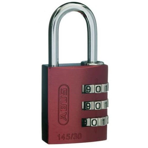 ABUS 3-WHEEL 30MM COMBINATION ALUMINIUM PADLOCK 145/30 VARIOUS COLOURS 5 ABUS 3-WHEEL 30MM COMBINATION ALUMINIUM PADLOCK 145/30 VARIOUS COLOURS