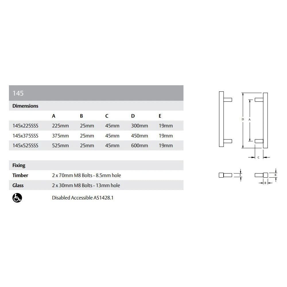 Pull Handles LOCKWOOD ENTRANCE PULL HANDLE - 145 2 Pull Handles LOCKWOOD ENTRANCE PULL HANDLE - 145