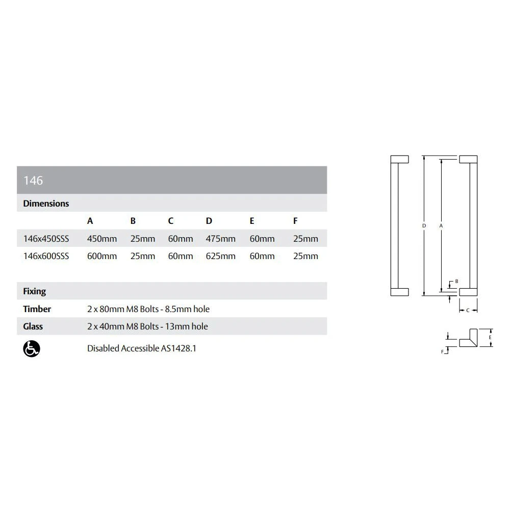 LOCKWOOD ENTRANCE PULL HANDLE - 146 Pull Handles 2 LOCKWOOD ENTRANCE PULL HANDLE - 146 Pull Handles