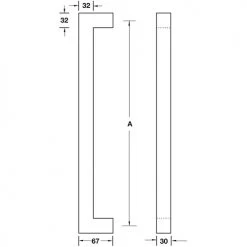 HAFELE PULL HANDLE SET - SQUARE STRAIGHT 32MM X 32MM Pull Handles