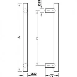 Pull Handles HAFELE PULL HANDLE SET - ROUND STRAIGHT
