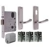 LOCKWOOD DOOR HARDWARE KIT FOR TIMBER DOOR (INC. HINGES, LOCK, HANDLES & CYLINDER) Handles & Hardware