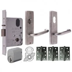 LOCKWOOD DOOR HARDWARE KIT FOR TIMBER DOOR (INC. HINGES, LOCK, HANDLES & CYLINDER) Handles & Hardware
