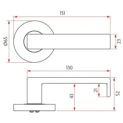 Door Handles & Levers SABRE S07 LEVERSET ON 65MM ROSE (STAINLESS STEEL) 5 Door Handles & Levers SABRE S07 LEVERSET ON 65MM ROSE (STAINLESS STEEL)